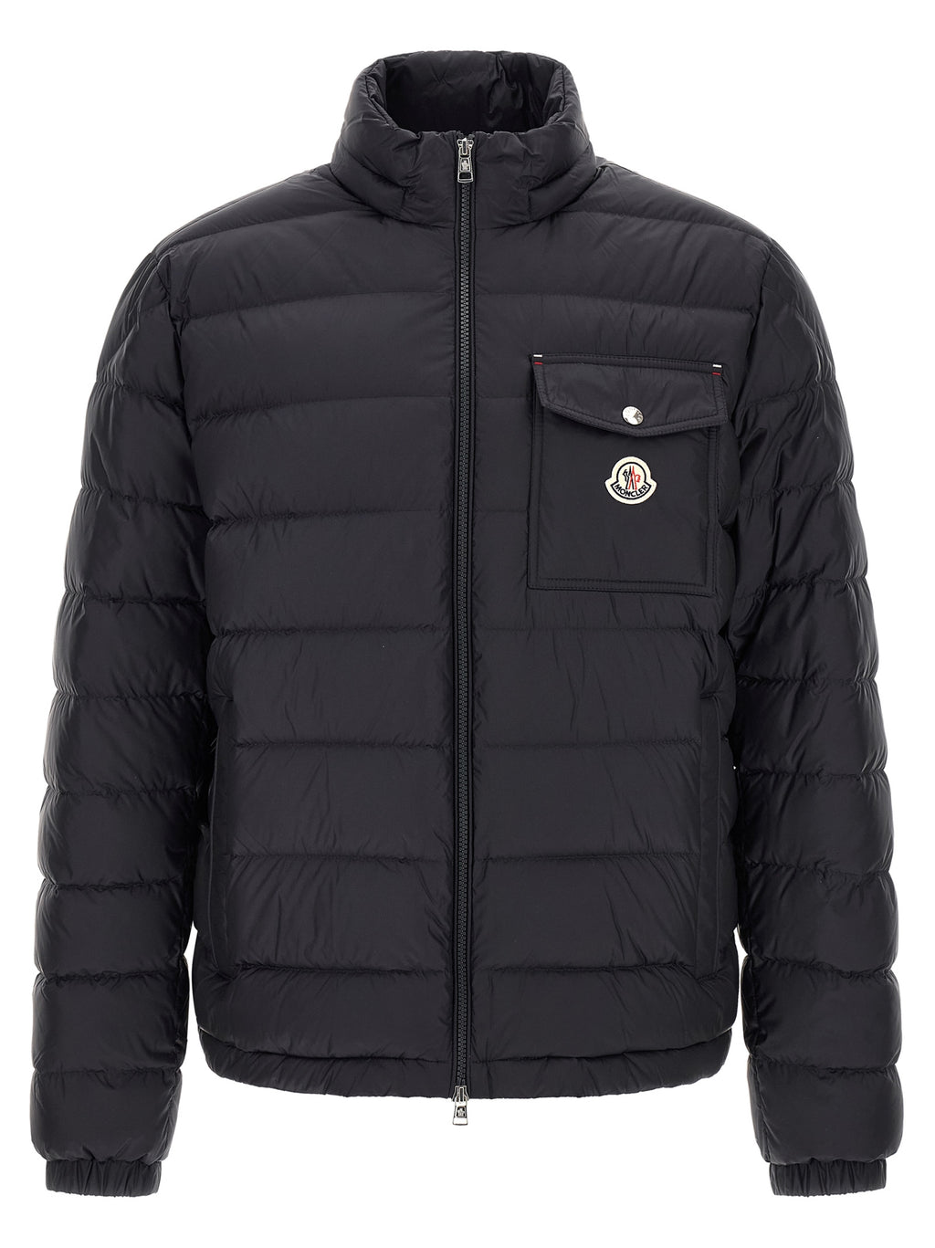 Moncler Blaue Polyamid-Jacke in voller Länge