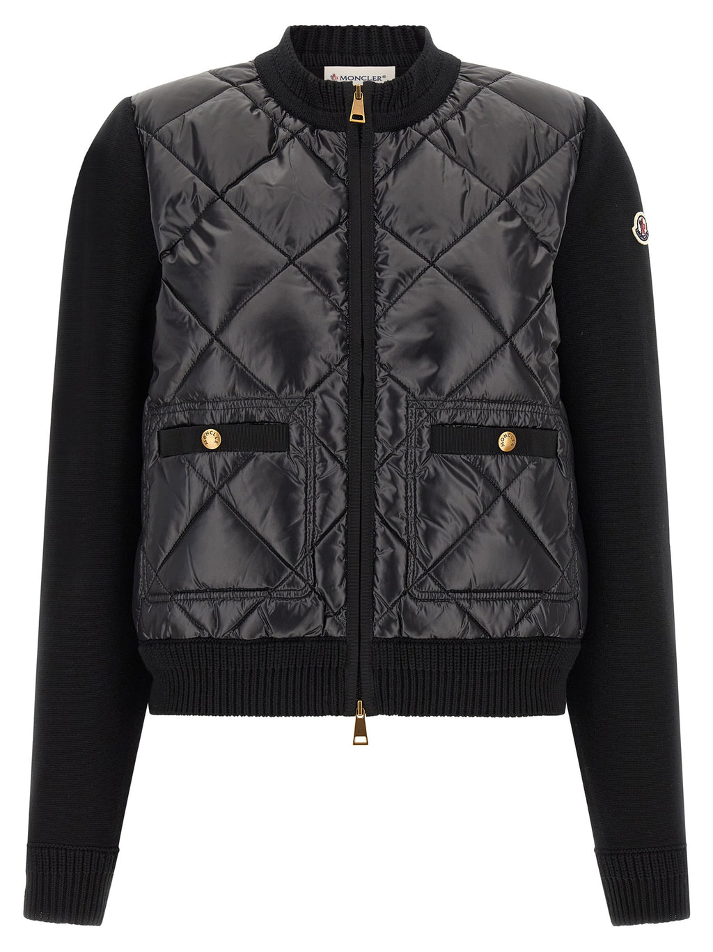 Moncler Schwarzer Cardigan aus Polyamid