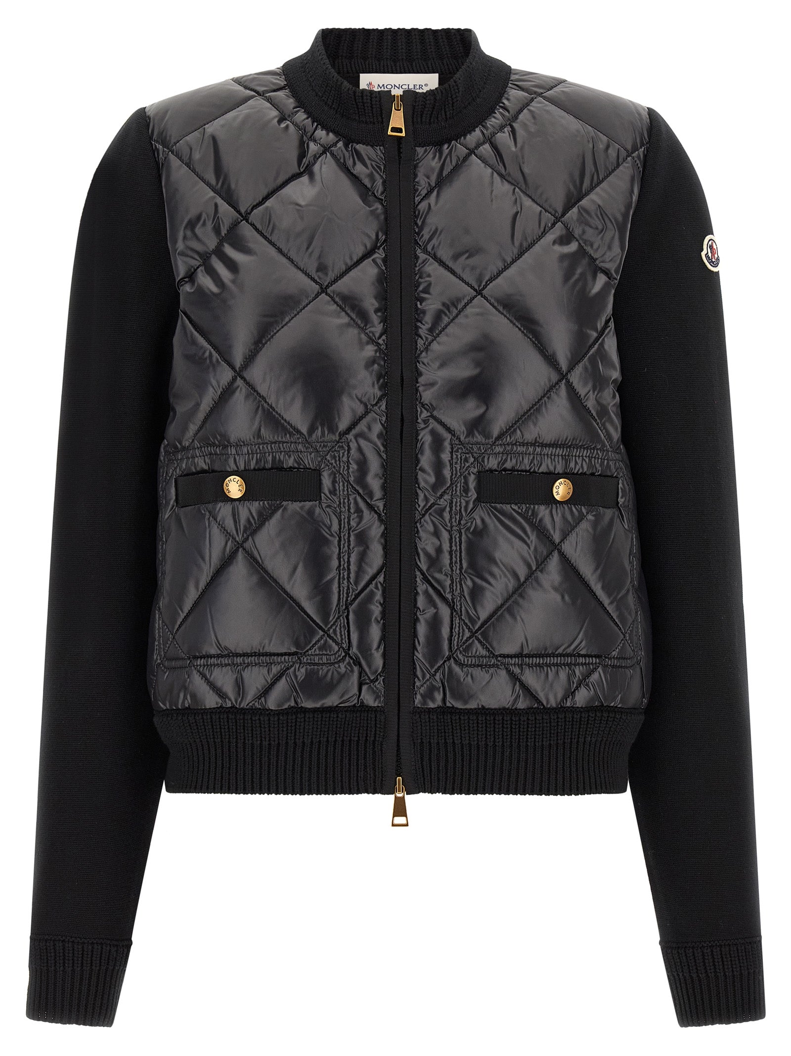Moncler Schwarzer Cardigan aus Polyamid