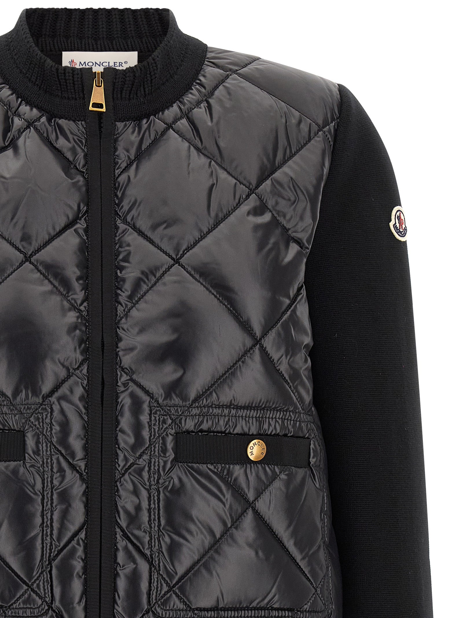 Moncler Schwarzer Cardigan aus Polyamid