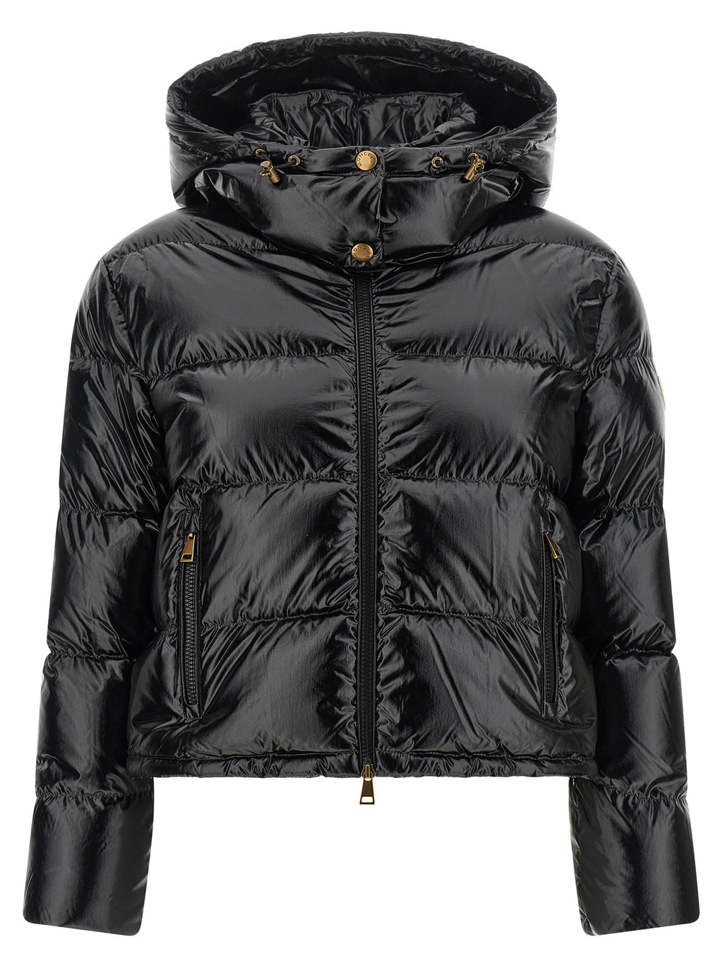 Moncler Schwarze Polyamid-Jacke in voller Länge