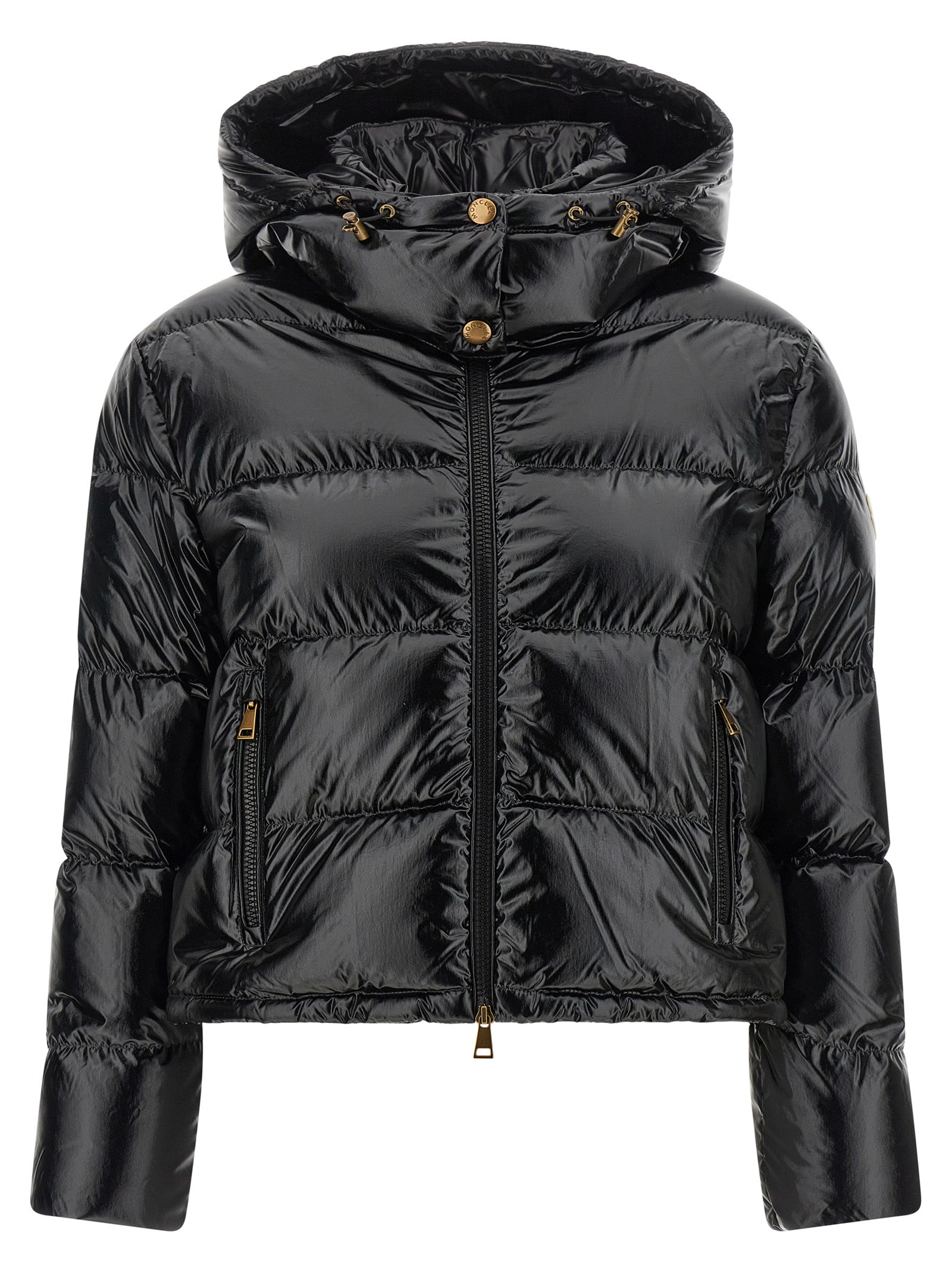 Moncler Schwarze Polyamid-Jacke in voller Länge