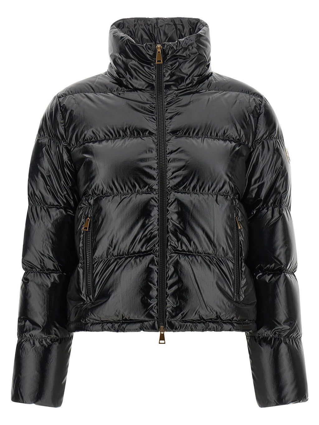 Moncler Schwarze Polyamid-Jacke in voller Länge