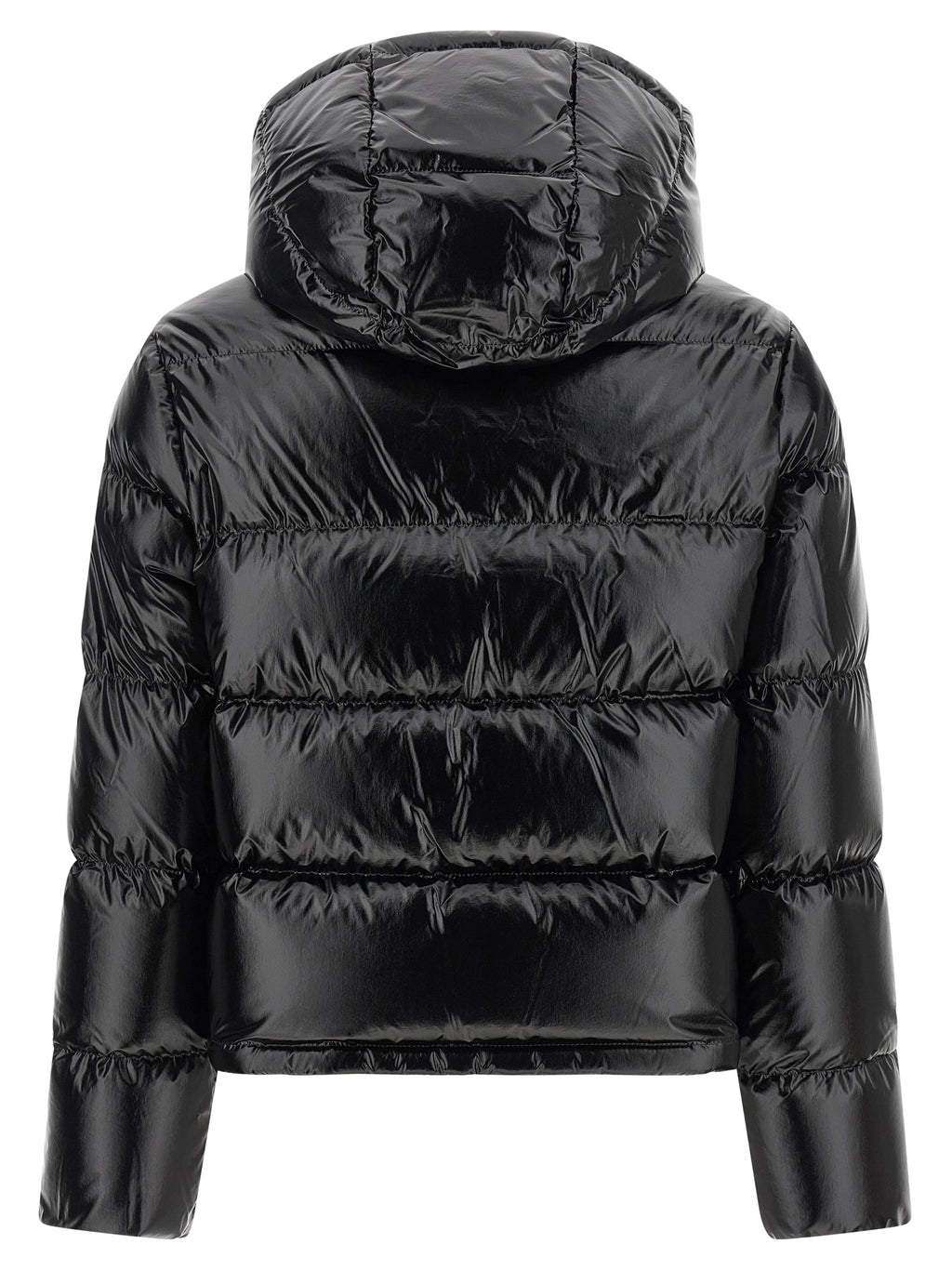 Moncler Schwarze Polyamid-Jacke in voller Länge