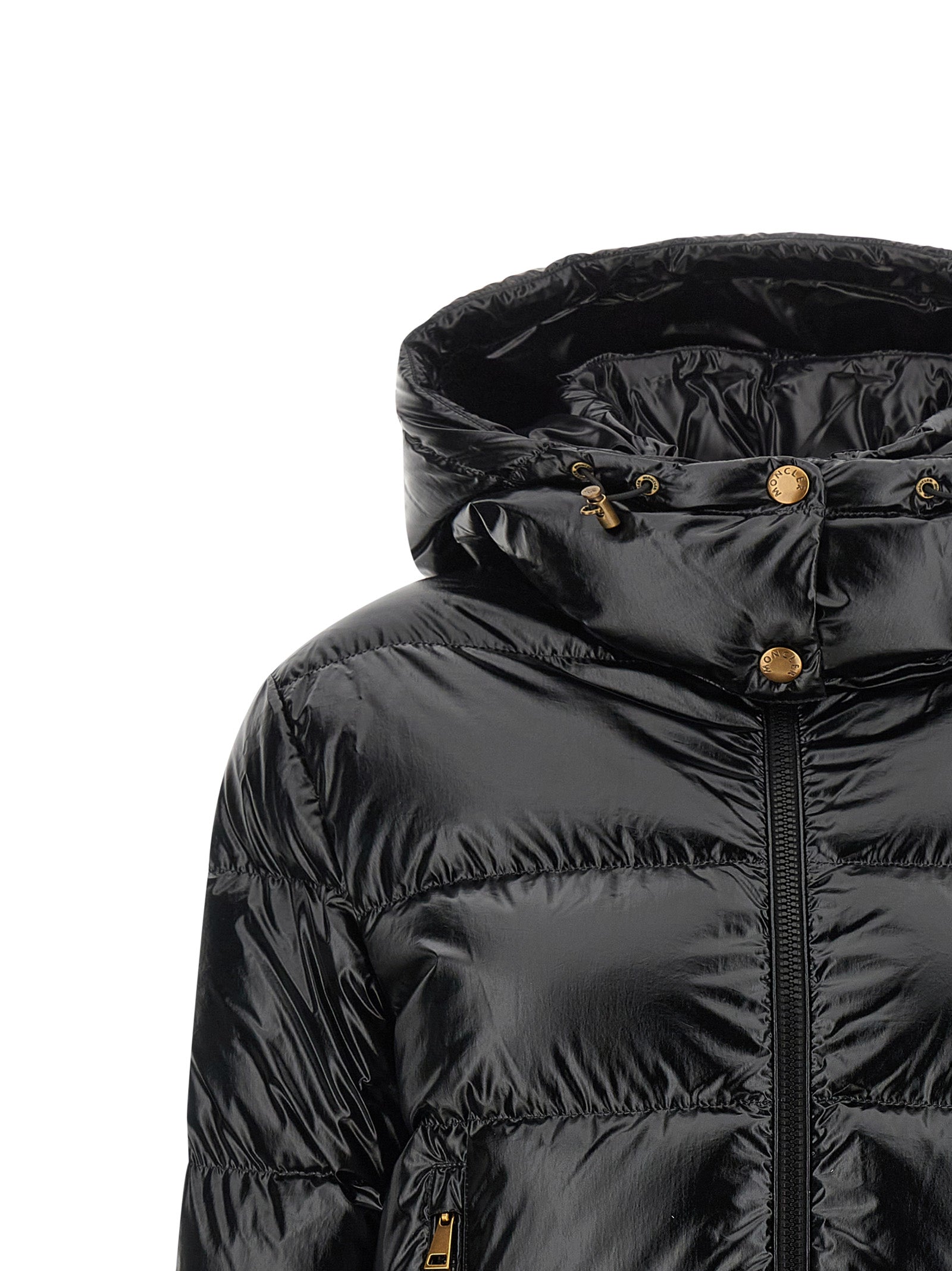 Moncler Schwarze Polyamid-Jacke in voller Länge