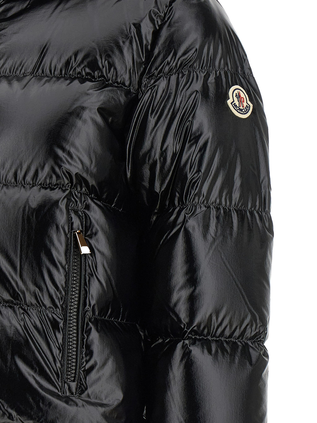 Moncler Schwarze Polyamid-Jacke in voller Länge