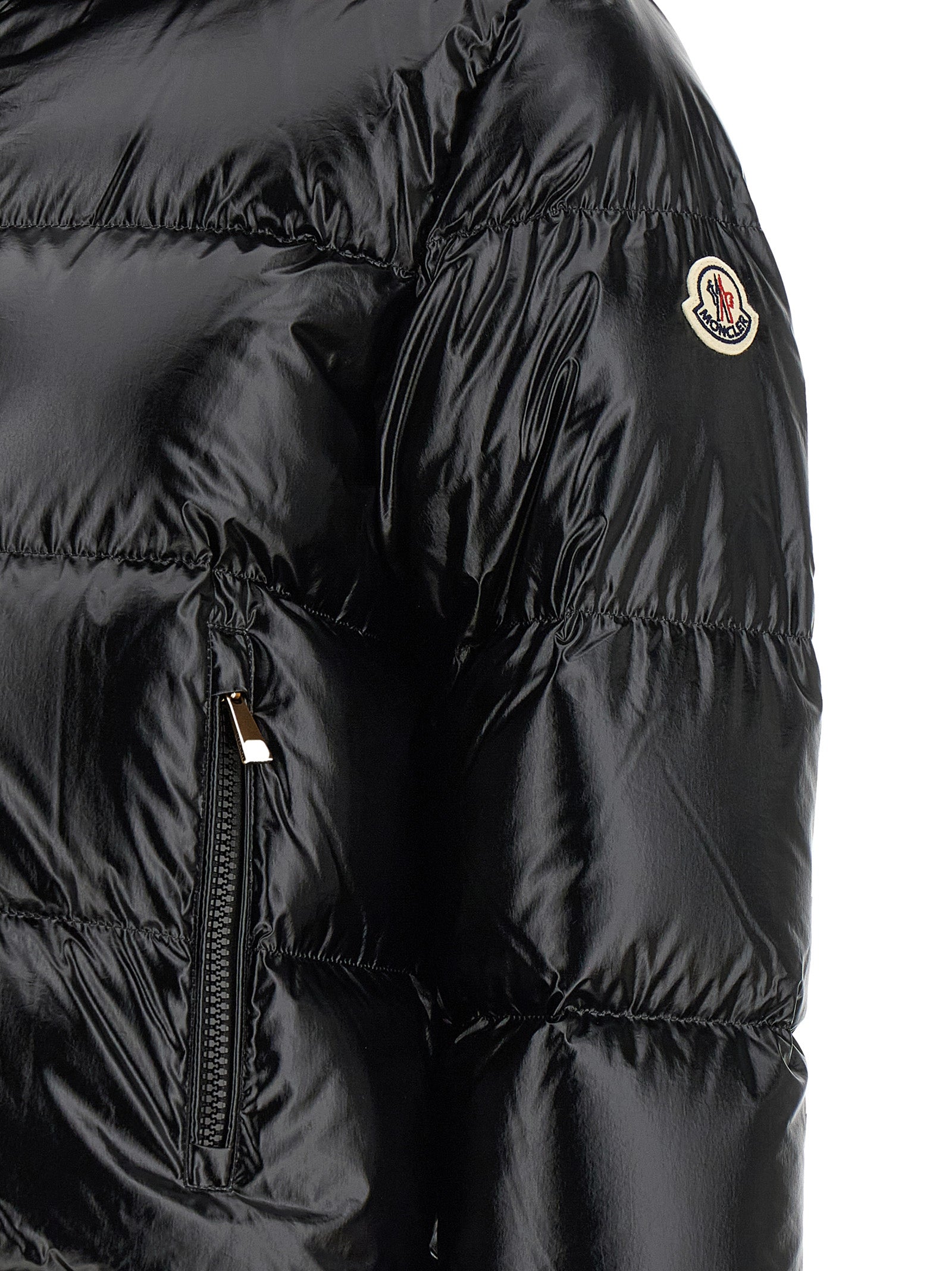Moncler Schwarze Polyamid-Jacke in voller Länge
