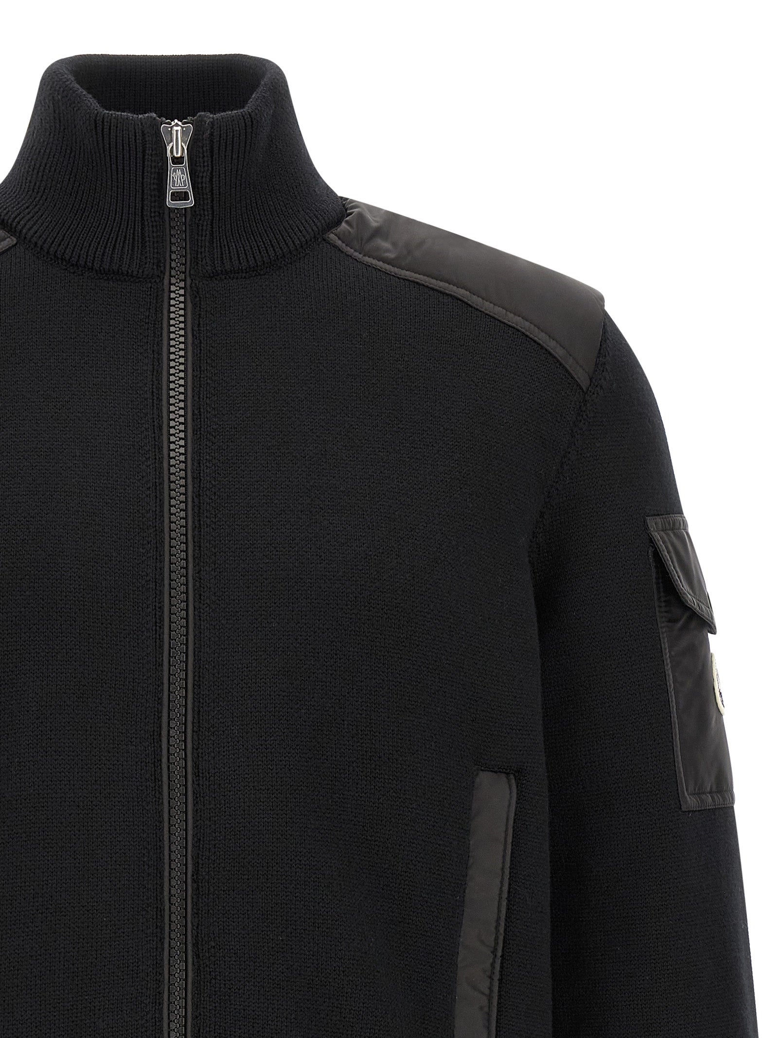 Moncler Schwarzer Cardigan aus Polyamid