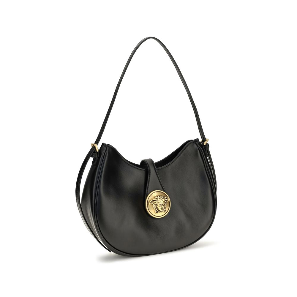 Versace Schwarze Bos Taurus Kalbsleder Schultertasche