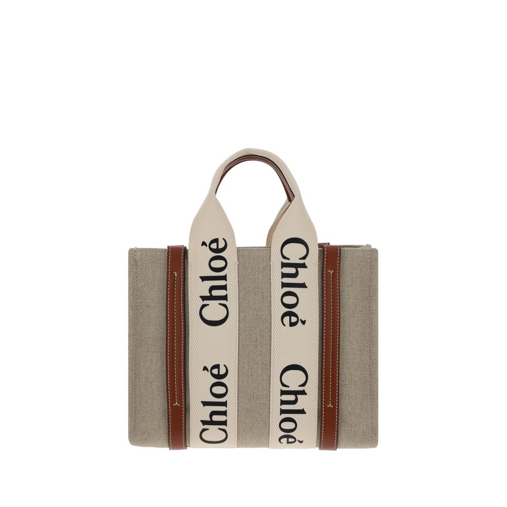 Chloé Braune Leinen Handtasche