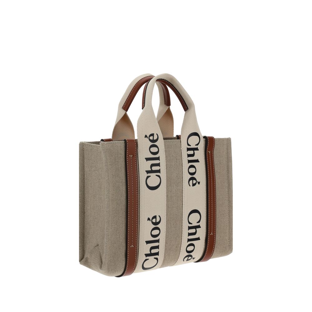 Chloé Braune Leinen Handtasche