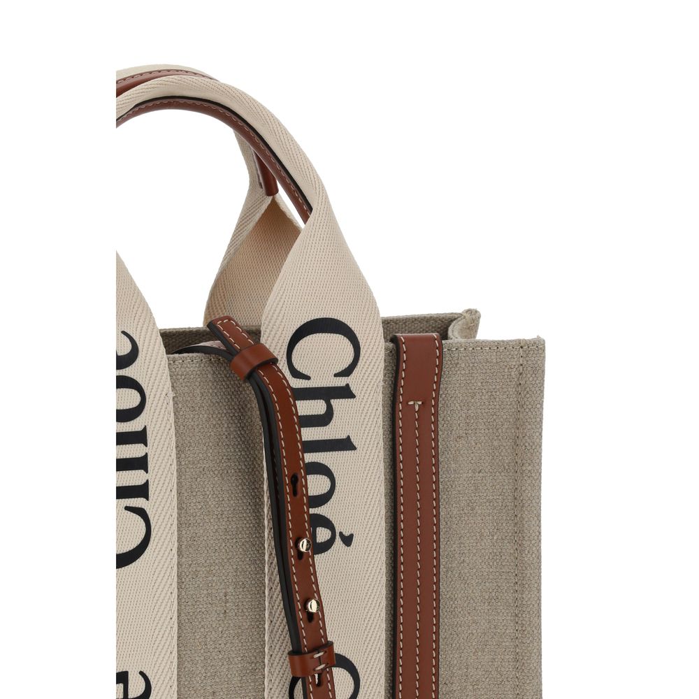 Chloé Braune Leinen Handtasche