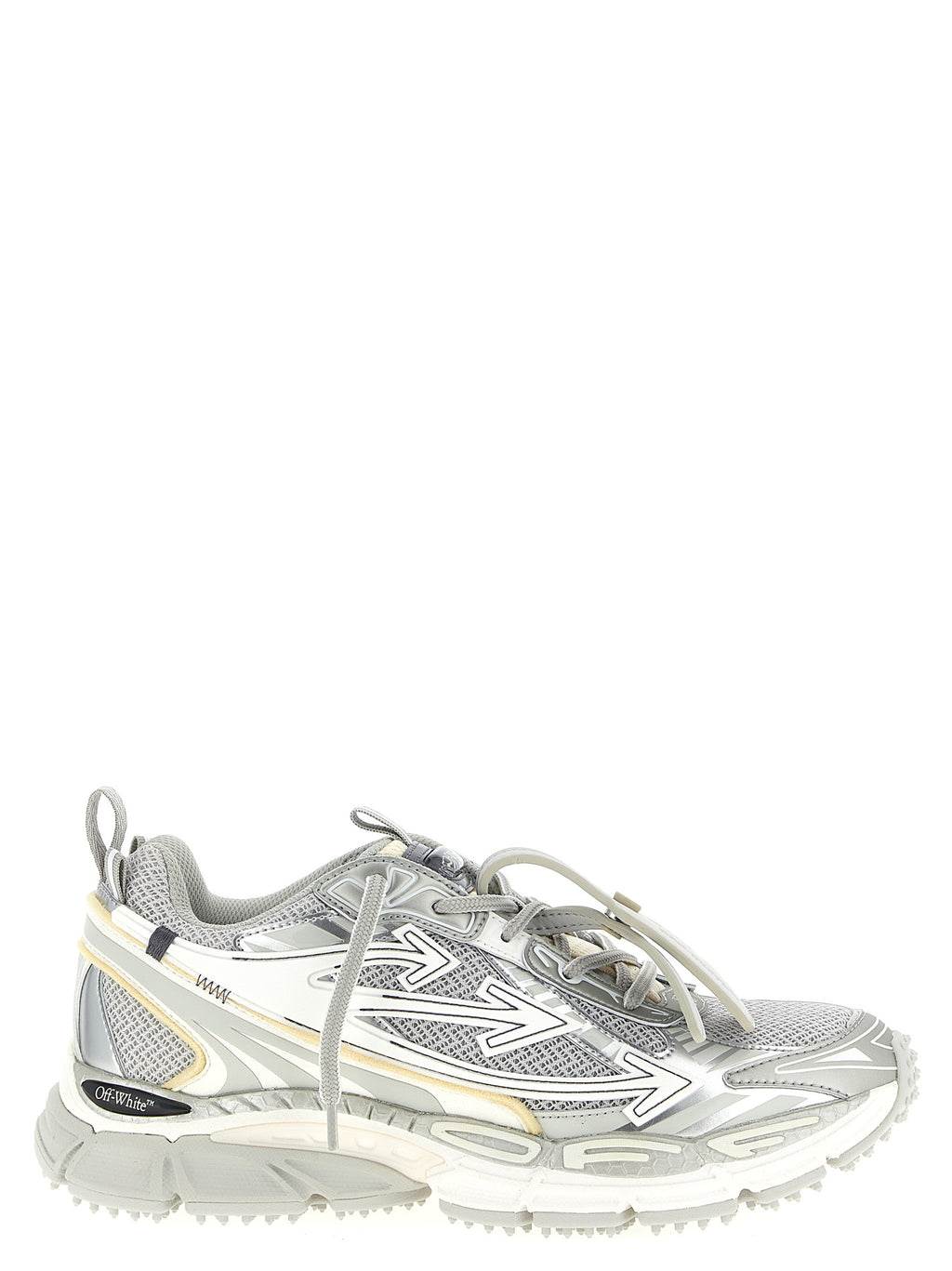 Off-White Silberne Polyester-Sneaker für sportliche Auftritte