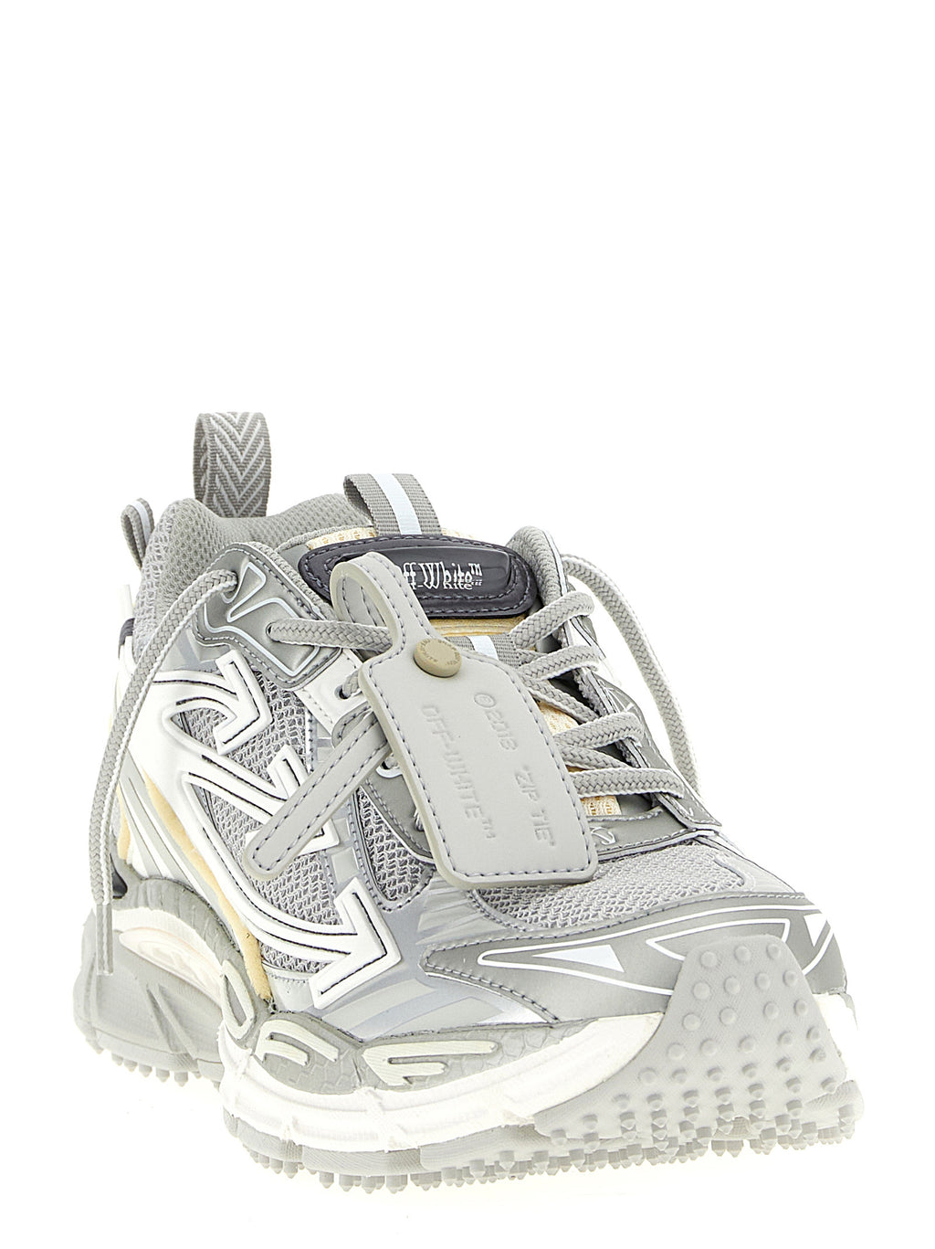 Off-White Silberne Polyester-Sneaker für sportliche Auftritte