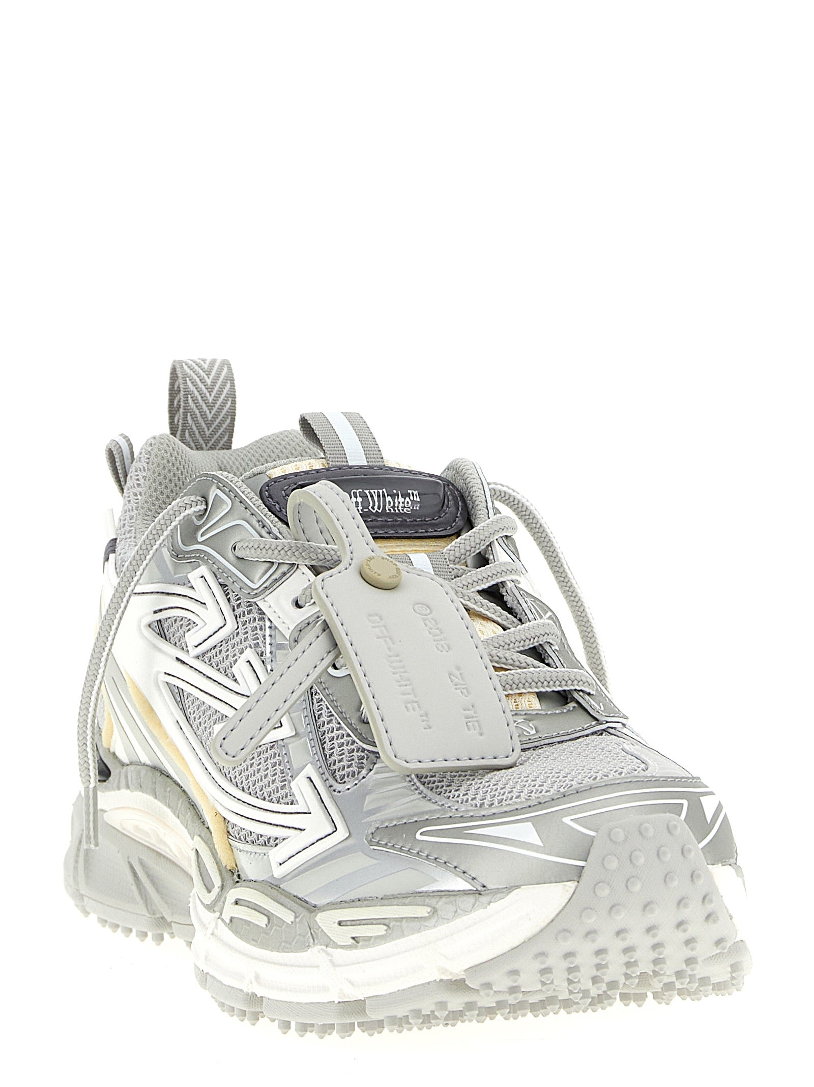 Off-White Silberne Polyester-Sneaker für sportliche Auftritte