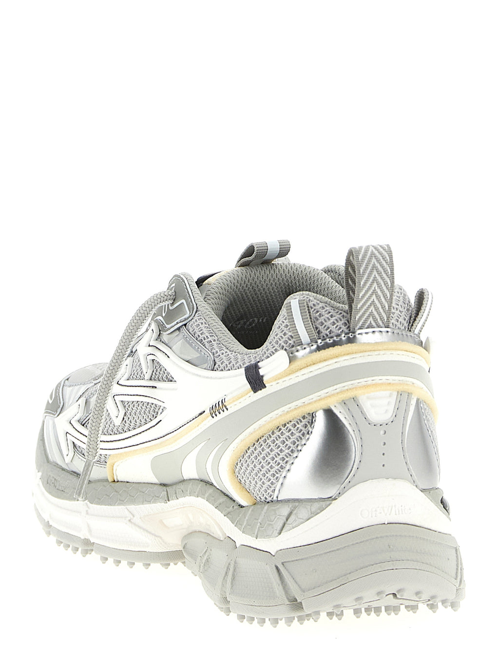 Off-White Silberne Polyester-Sneaker für sportliche Auftritte