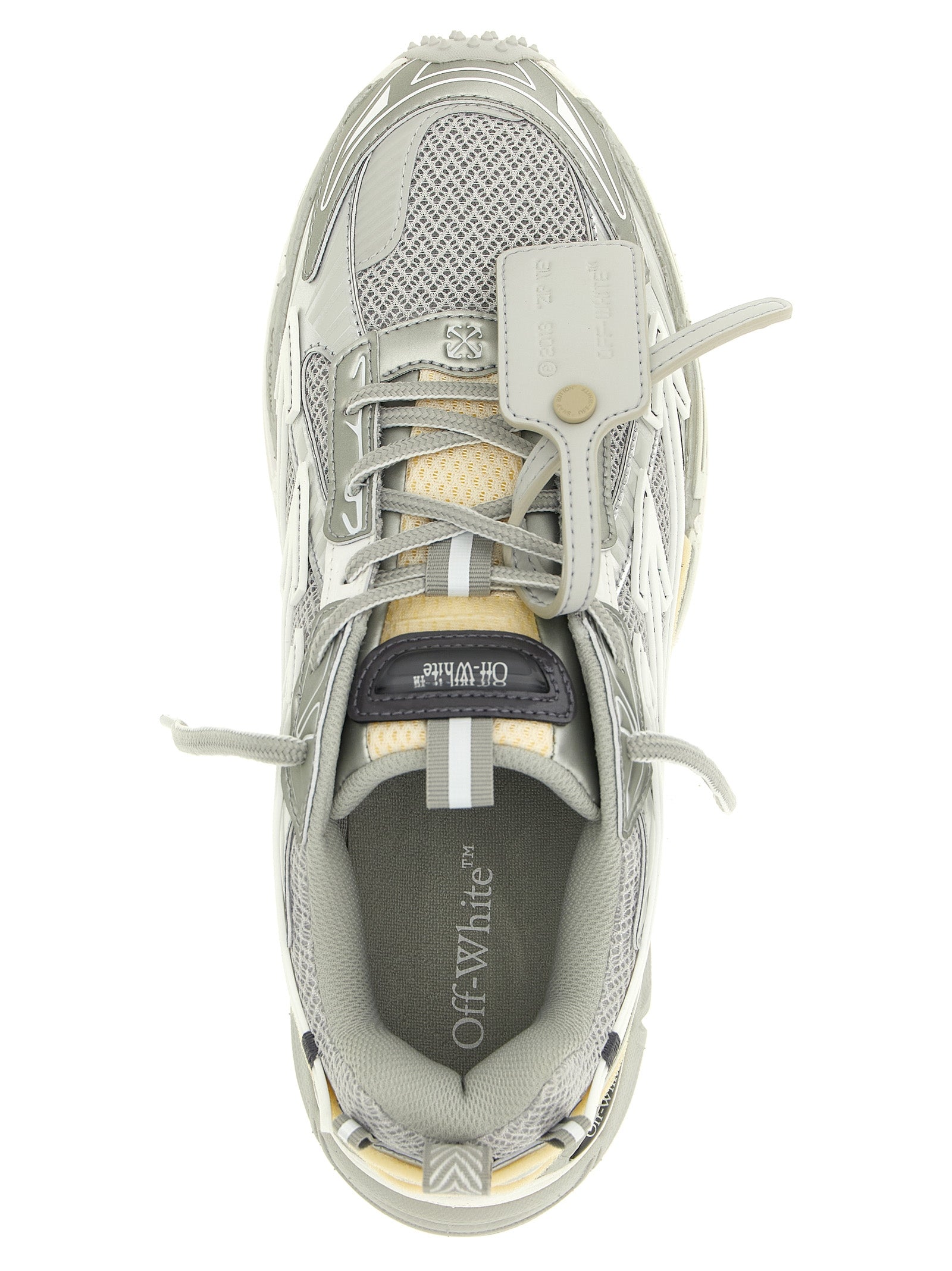 Off-White Silberne Polyester-Sneaker für sportliche Auftritte