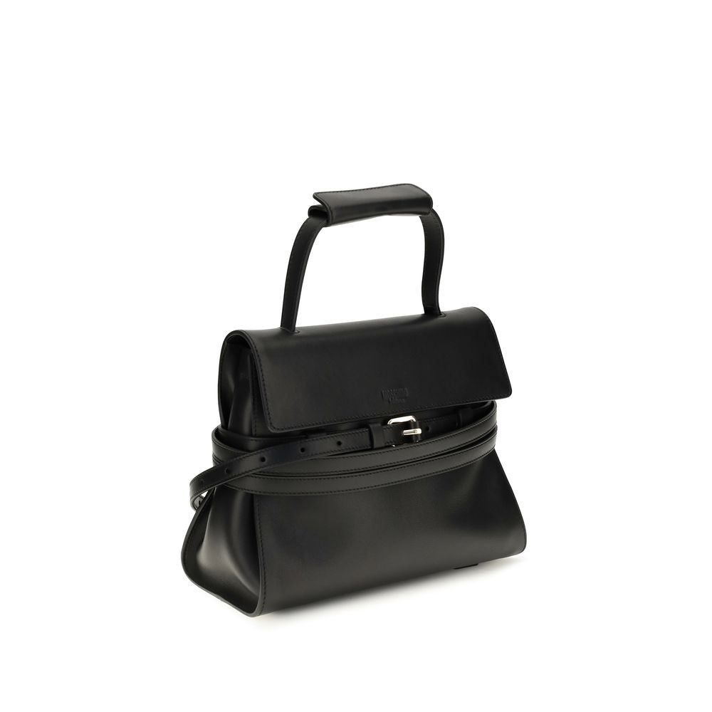 Moschino Schwarze Bos Taurus Kalbsleder Schultertasche