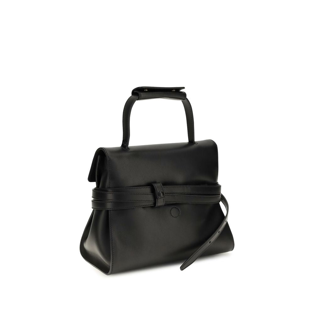 Moschino Schwarze Bos Taurus Kalbsleder Schultertasche
