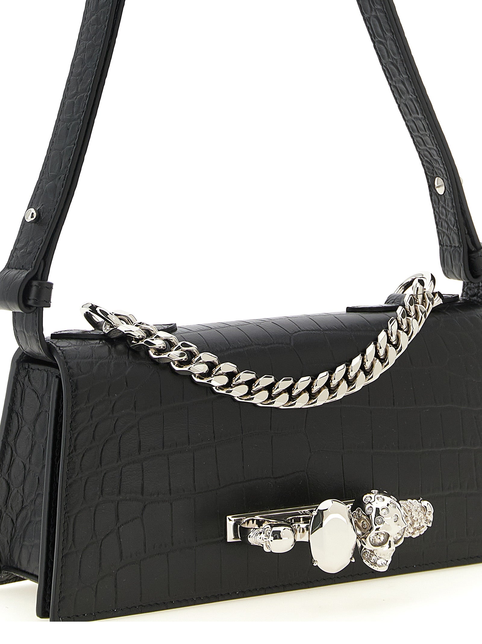 Alexander McQueen Schwarze Kalbsleder-Schultertasche
