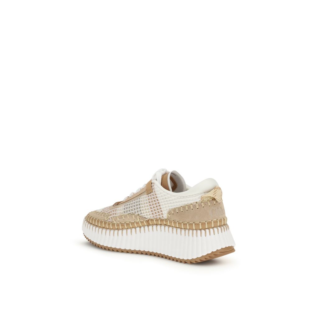 Chloé Beigefarbene Sportschuhe aus Nylon