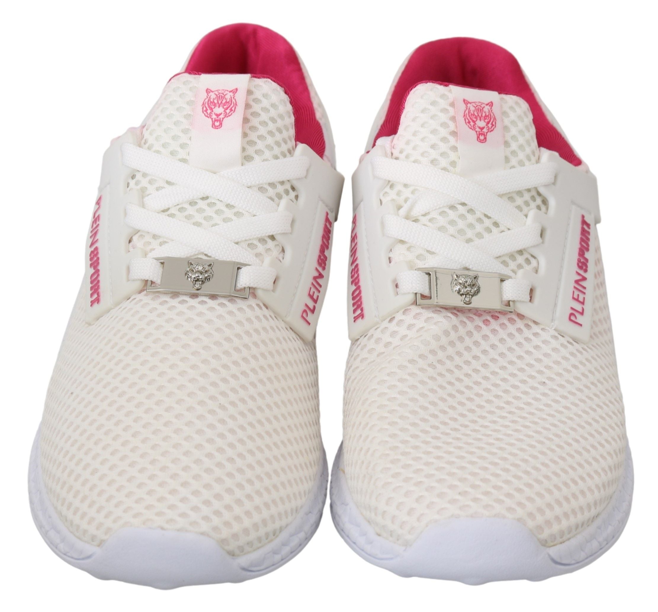 Philipp Plein Weiß Rosa Polyester Becky Turnschuhe Schuhe