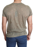 Guess Braunes Baumwoll-Stretch-T-Shirt mit Logodruck für Männer Casual Perforated T-Shirt