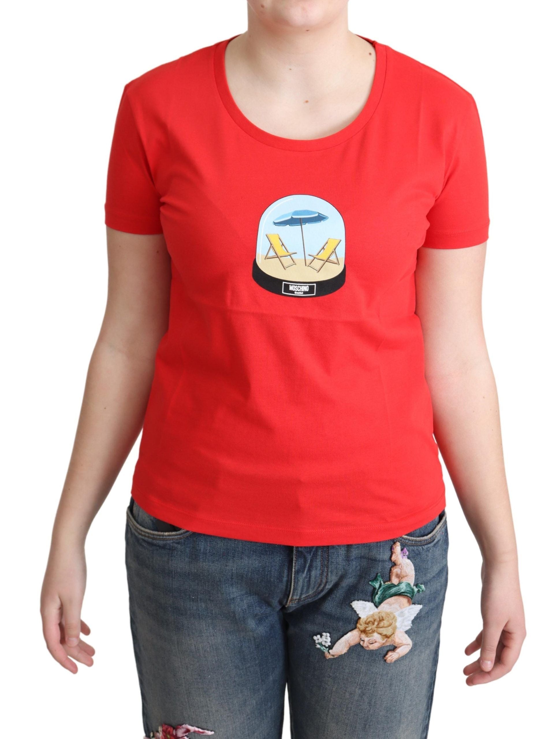 Moschino Rot bedruckte Baumwolle kurze Ärmel Tops Bluse T-Shirt