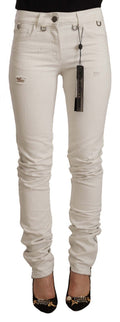 Karl Lagerfeld Weiße Slim Fit Jeans aus Baumwoll-Denim mit mittlerer Taille