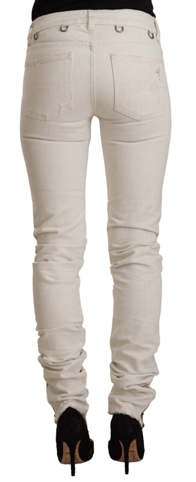 Karl Lagerfeld Weiße Slim Fit Jeans aus Baumwoll-Denim mit mittlerer Taille
