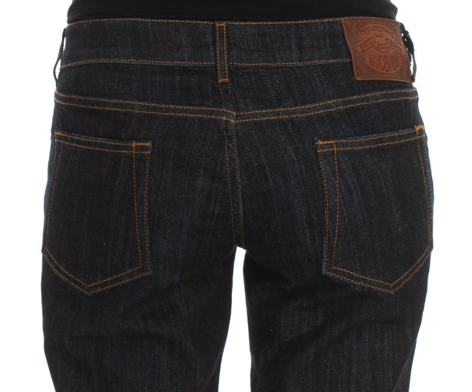 Cavalli Blaue Straight Fit Stretch Jeans aus Baumwolle