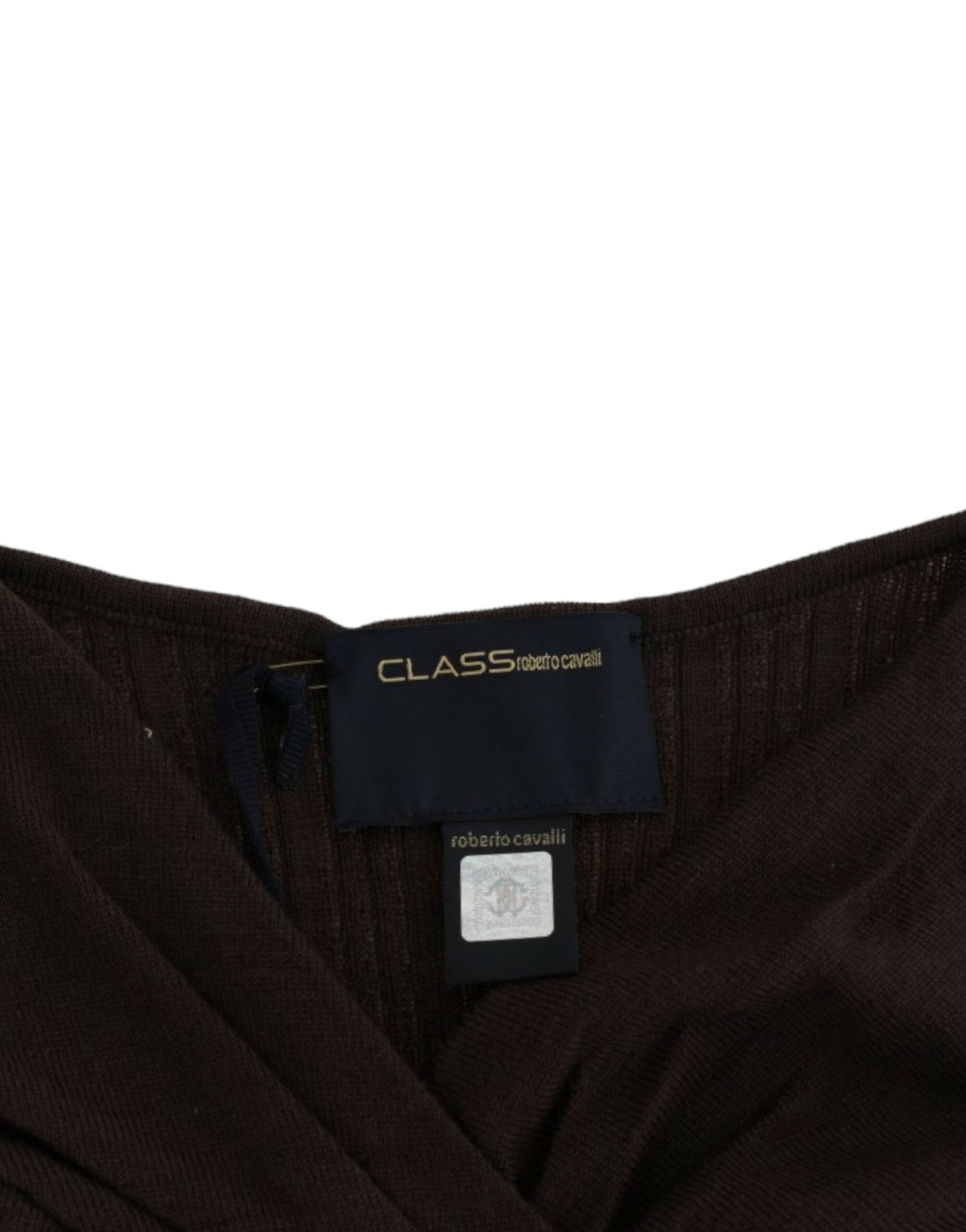 Cavalli Brauner Wollstrickpullover