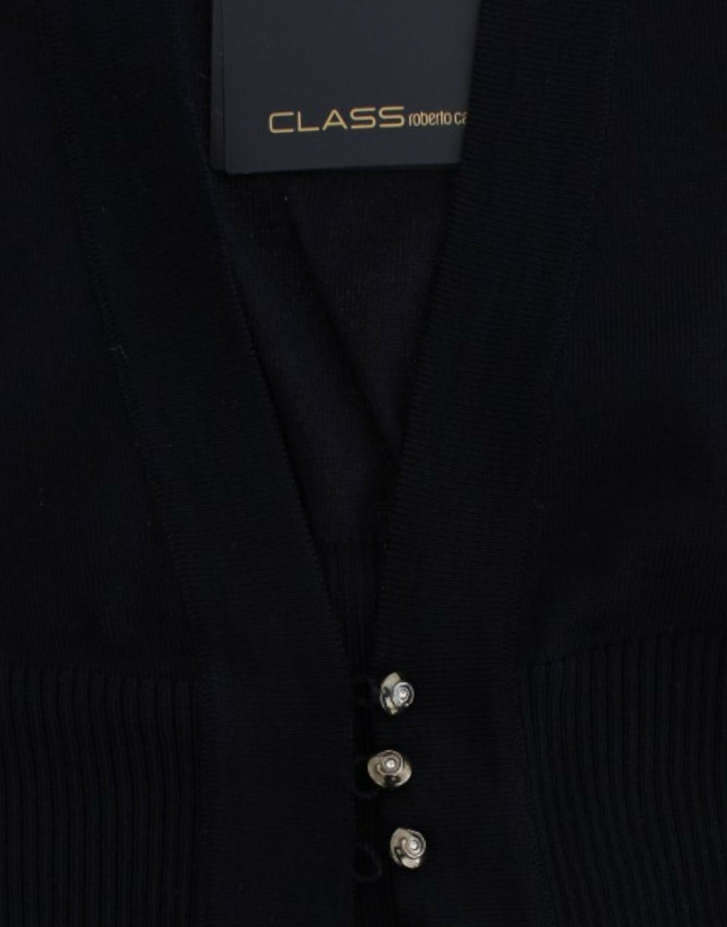 Cavalli Schwarze Strickjacke aus Wolle in Kurzform