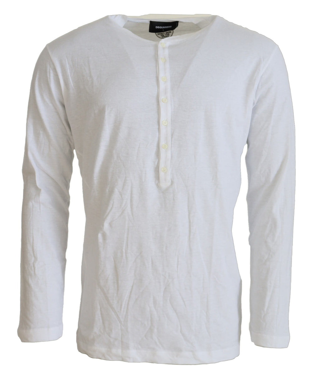 Dsquared² Weißer Baumwoll-Leinen Pullover mit langen Ärmeln