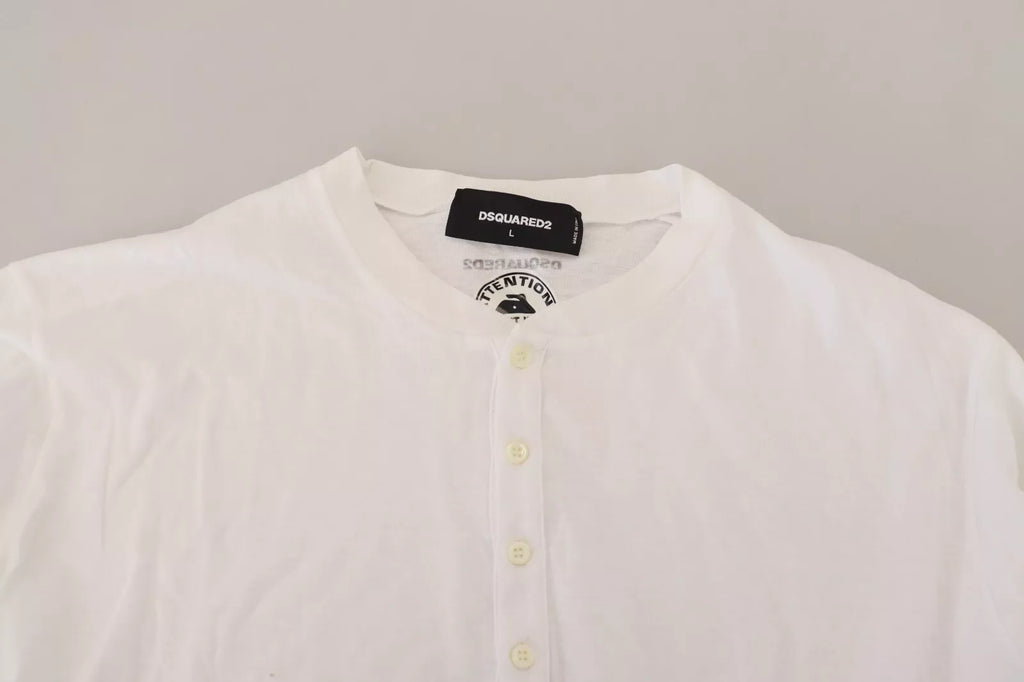 Dsquared² Weißer Baumwoll-Leinen Pullover mit langen Ärmeln