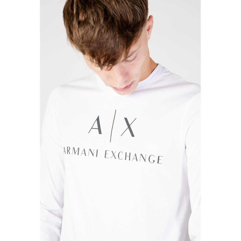 Armani Exchange Weißes Langarm-T-Shirt aus Baumwolle