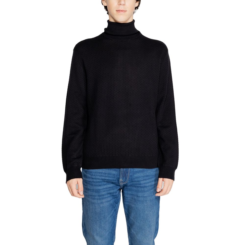 Armani Exchange Schwarzer Baumwollrollkragenpullover