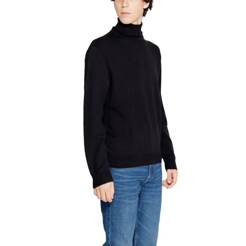 Armani Exchange Schwarzer Baumwollrollkragenpullover