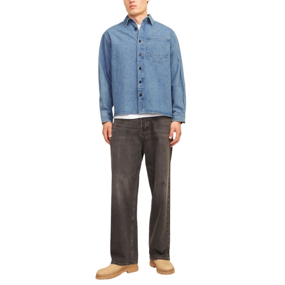 Jack Jones Hellblaues Denim-Hemd