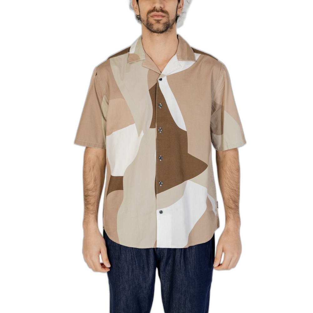 Only & Sons Braunes Kurzarmhemd aus Baumwolle