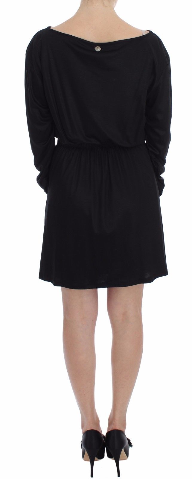 Versace Jeans Schwarzes Modal-Seiden-Shift-Kniekleid