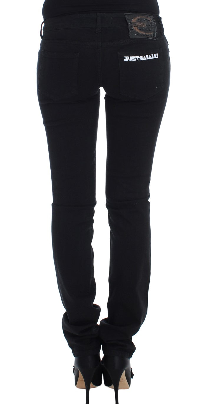 Cavalli Schwarze Cotton Stretch Slim Skinny Fit Jeans