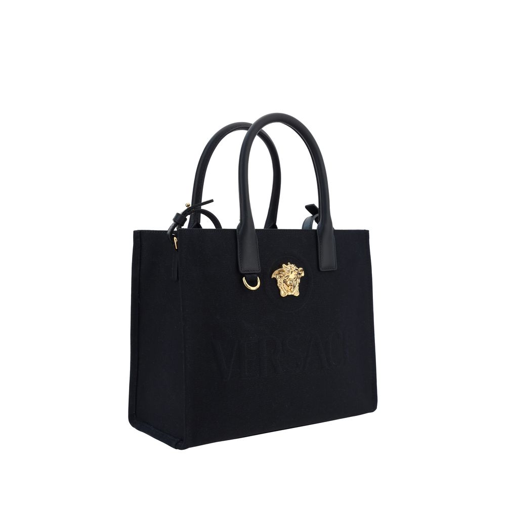 Versace Schwarze Baumwoll-Umhängetasche