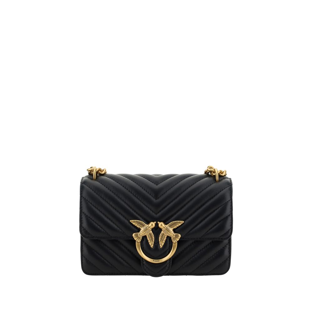 PINKO Schwarze Bos Taurus Kalbsleder Schultertasche