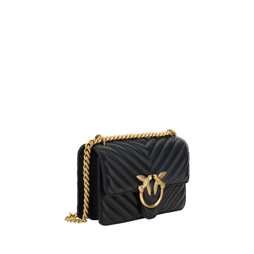 PINKO Schwarze Bos Taurus Kalbsleder Schultertasche
