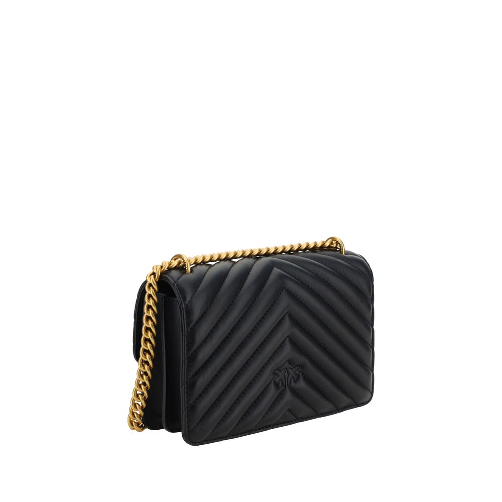 PINKO Schwarze Bos Taurus Kalbsleder Schultertasche