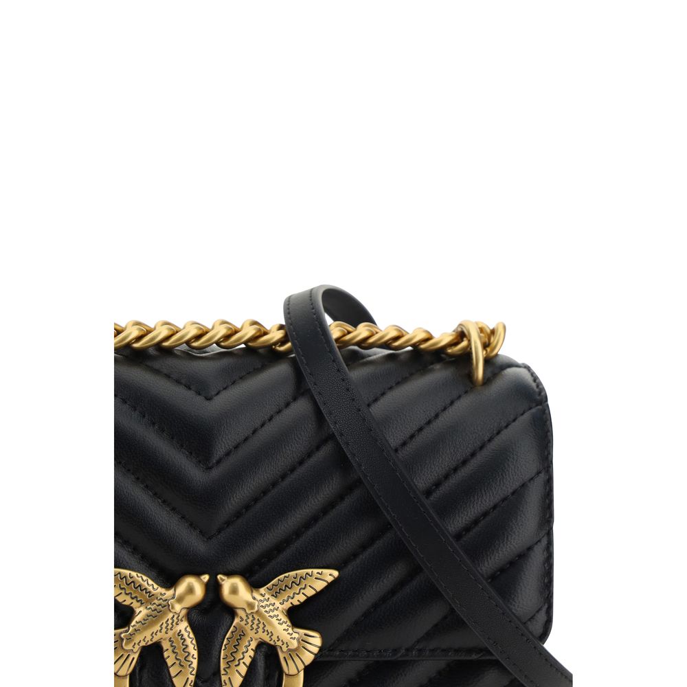 PINKO Schwarze Bos Taurus Kalbsleder Schultertasche