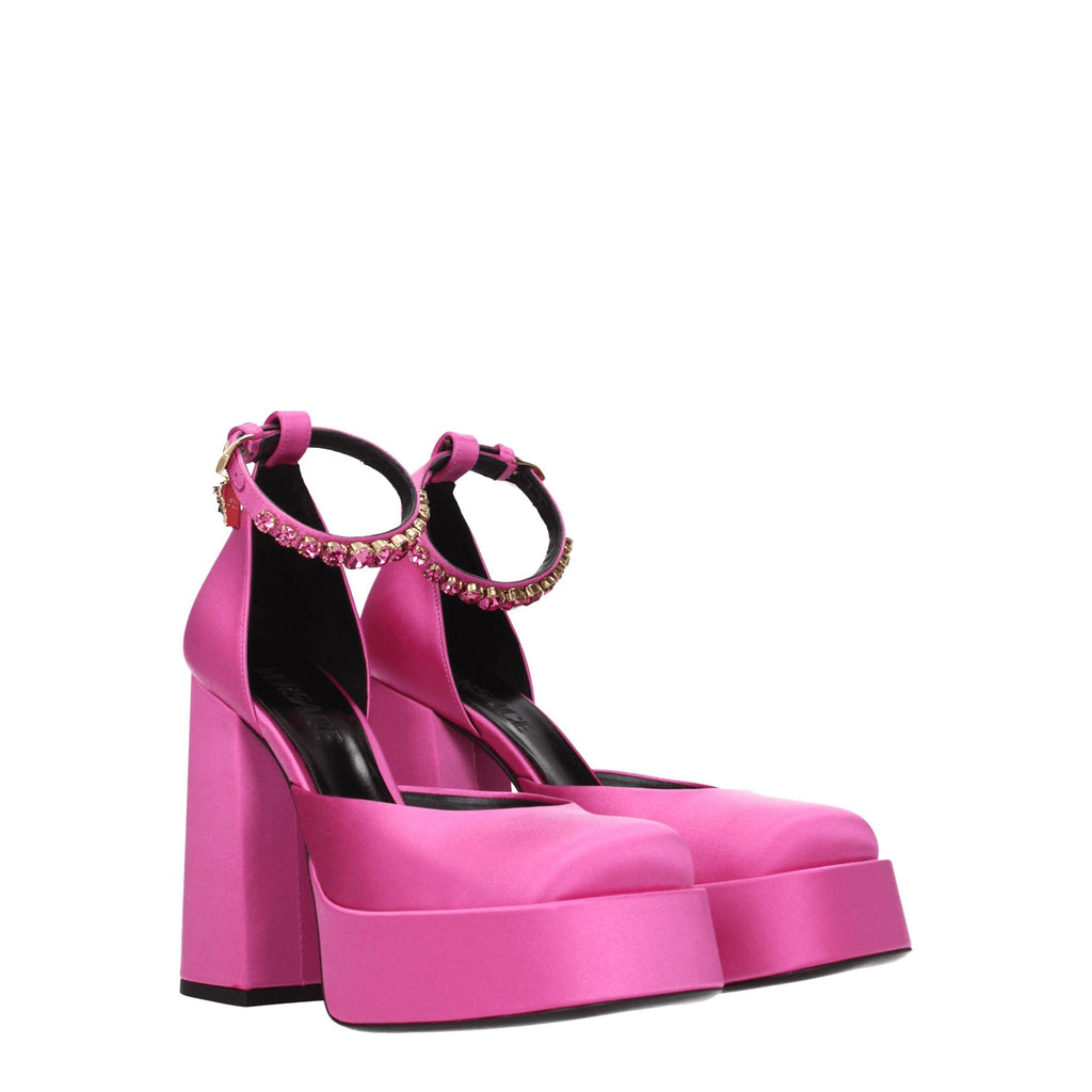 Versace Rosa Satin Plateau-Pumps