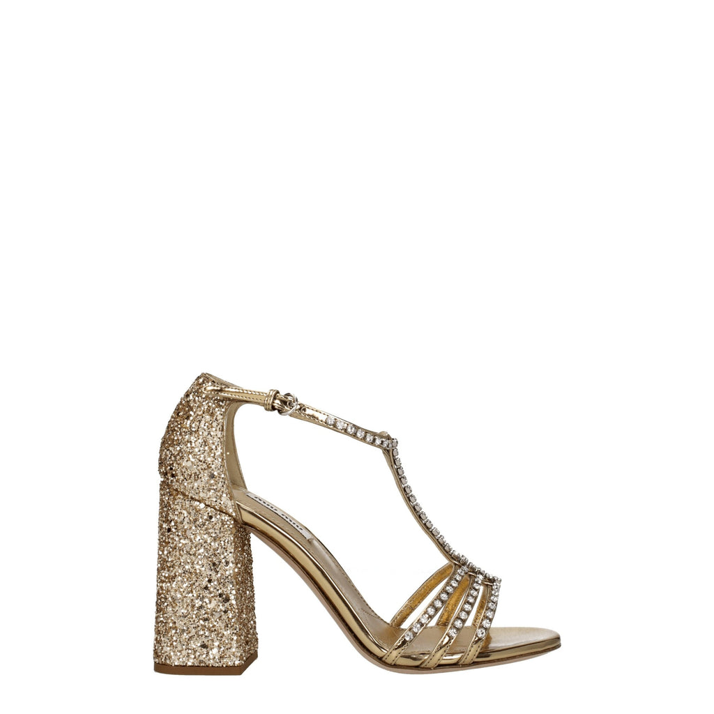 Miu Miu Goldene Plateausandalen aus Kunststoff