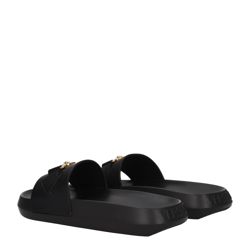 Versace Schwarze Leder-Slipper